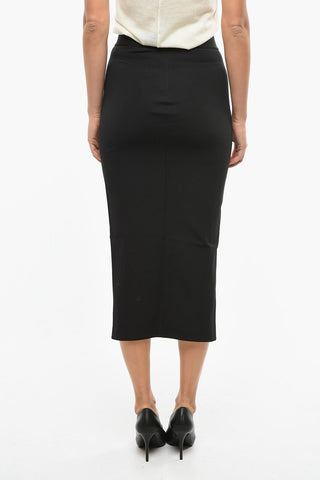 Logoed Elastic Waist Pencil Longuette Skirt