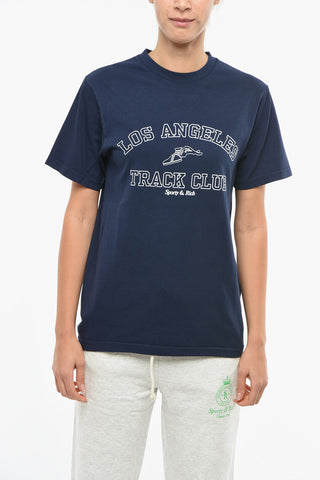 Solid Color Crew-neck T-Shirt with Contrasting Print