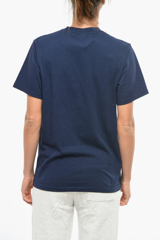 Solid Color Crew-neck T-Shirt with Contrasting Print
