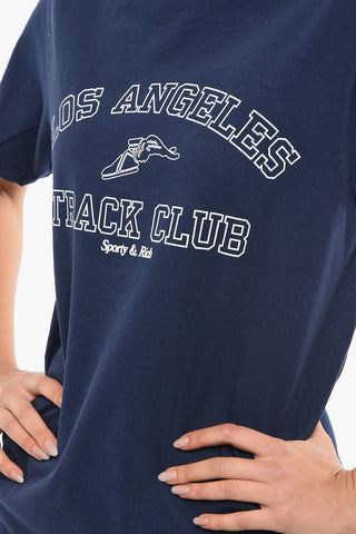 Solid Color Crew-neck T-Shirt with Contrasting Print