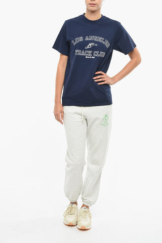 Solid Color Crew-neck T-Shirt with Contrasting Print