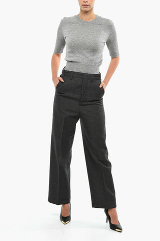 4 Pockets Wide Leg Tailored Pants with Belt Loops