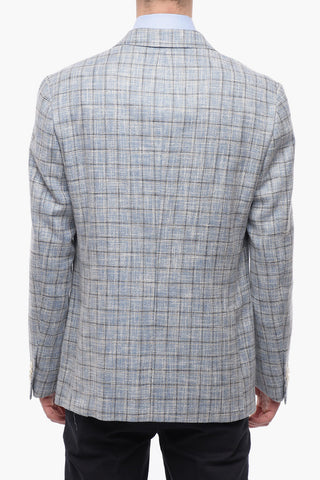 windowpane check side vents notch lapel GATE 2-button blazerGIACCA