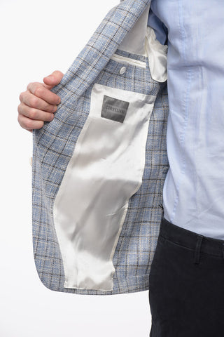 windowpane check side vents notch lapel GATE 2-button blazerGIACCA