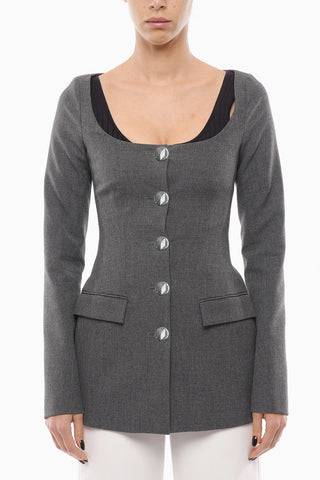 Boat Neck MARIE Single Breasted Blazer