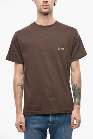Crew Neck Cotton T-Shirt with Embroidered Logo