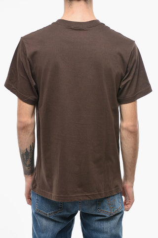 Crew Neck Cotton T-Shirt with Embroidered Logo