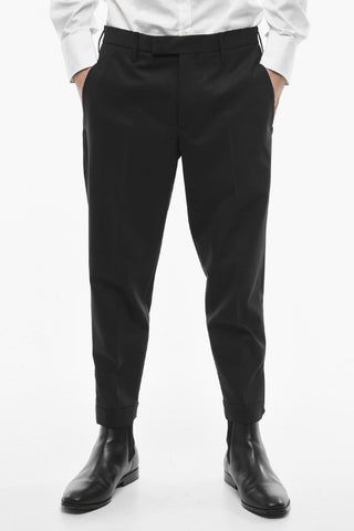 Zipped Ankle Gabardine Slim Fit Pants