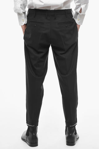 Zipped Ankle Gabardine Slim Fit Pants