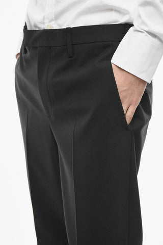 Zipped Ankle Gabardine Slim Fit Pants