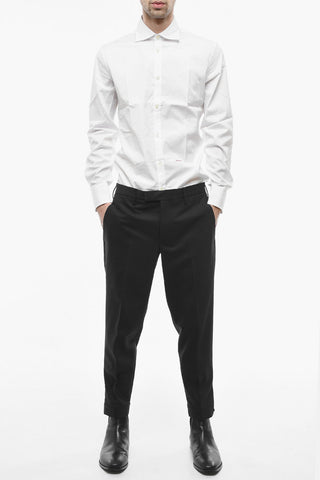 Zipped Ankle Gabardine Slim Fit Pants