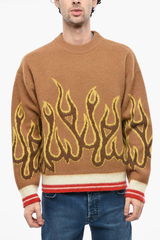Wool Pullover with FLAME Pattern