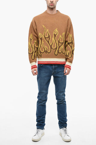 Wool Pullover with FLAME Pattern