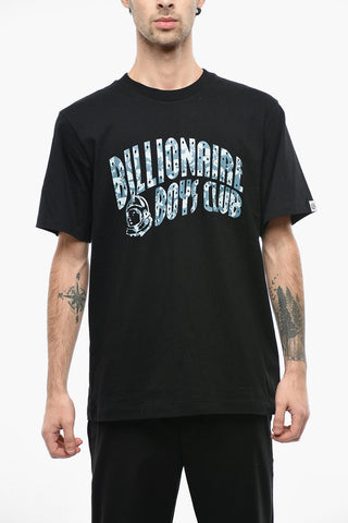 Crew Neck Cotton T-Shirt with Printed Logo