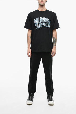 Crew Neck Cotton T-Shirt with Printed Logo