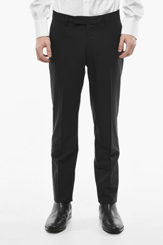 Wool Front-pleated Trousers with Slim Fit