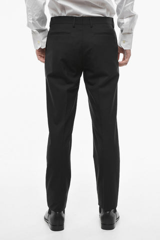 Wool Front-pleated Trousers with Slim Fit