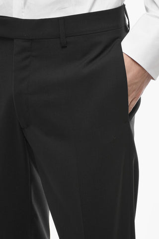 Wool Front-pleated Trousers with Slim Fit
