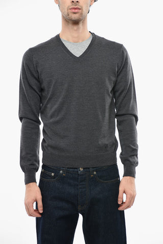 Maglia in Lana Vergine con Collo a V