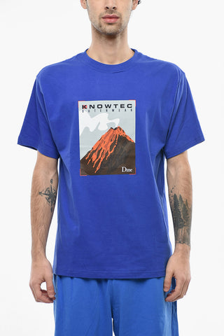 Crew Neck KNOWTEC Cotton T-Shirt with Frontal Print