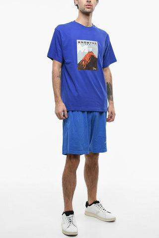 Crew Neck KNOWTEC Cotton T-Shirt with Frontal Print
