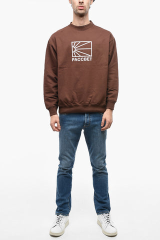 Embossed Printed Cotton Crew-Neck Sweatshirt