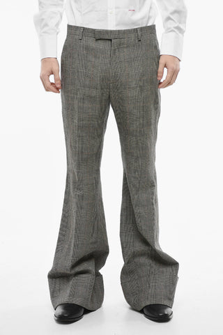 Distrct Check Bootcut Pants with Extra-long Design