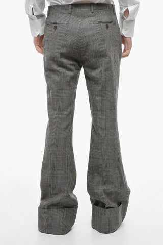 Distrct Check Bootcut Pants with Extra-long Design