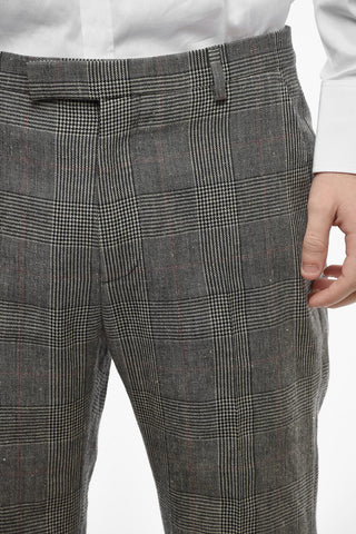 Distrct Check Bootcut Pants with Extra-long Design
