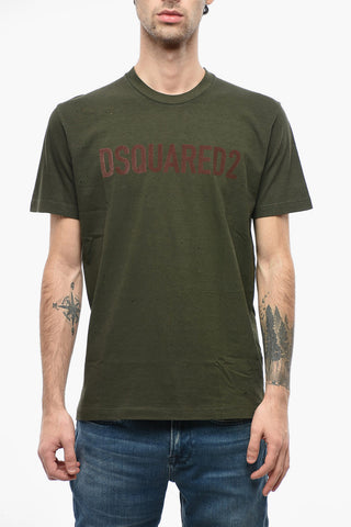 T-shirt Cool Fit Logata con Dettagli Distress