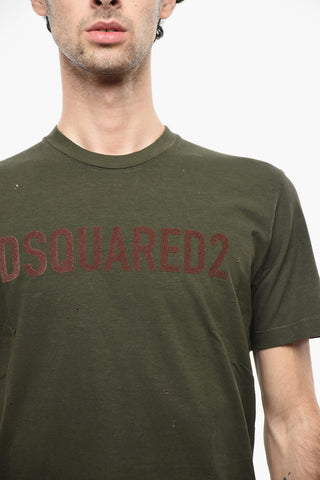 T-shirt Cool Fit Logata con Dettagli Distress