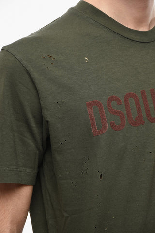 T-shirt Cool Fit Logata con Dettagli Distress