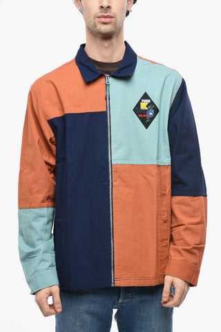 PUMA X BUTTER Color Block Patterned Cotton Overshirt with Zip