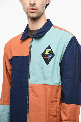 PUMA X BUTTER Color Block Patterned Cotton Overshirt with Zip
