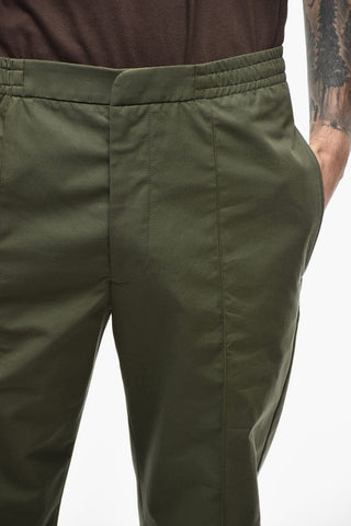 Single-pleated Welt Pockets Coated Cotton Pants