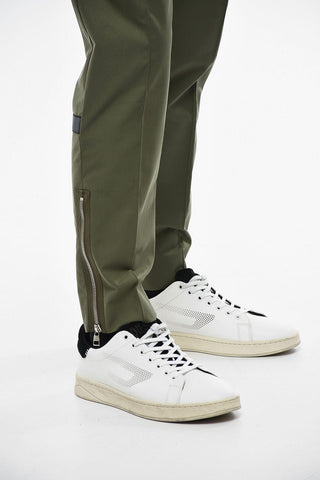 Single-pleated Welt Pockets Coated Cotton Pants