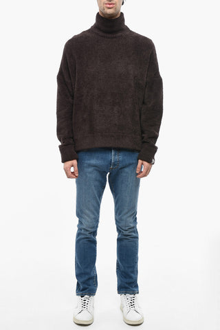 Maglia A Collo Alto in Tessuto Stretch