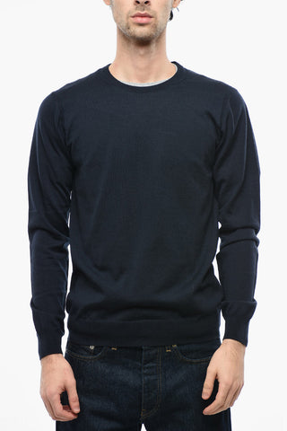 Solid Color Wool Crew-neck Sweater