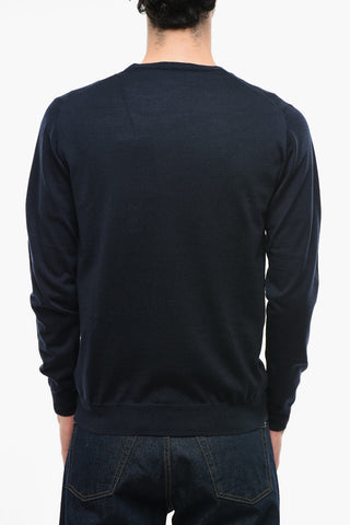 Solid Color Wool Crew-neck Sweater