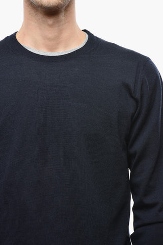 Solid Color Wool Crew-neck Sweater