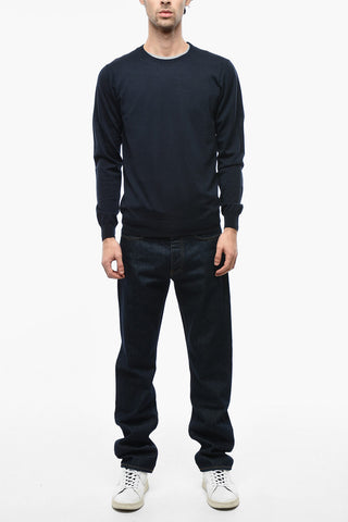 Solid Color Wool Crew-neck Sweater