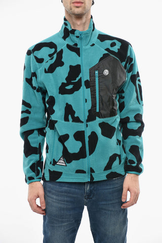 Mock Neck LEOPARD Pile Sweatshirt with Frontal Zip