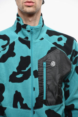 Mock Neck LEOPARD Pile Sweatshirt with Frontal Zip
