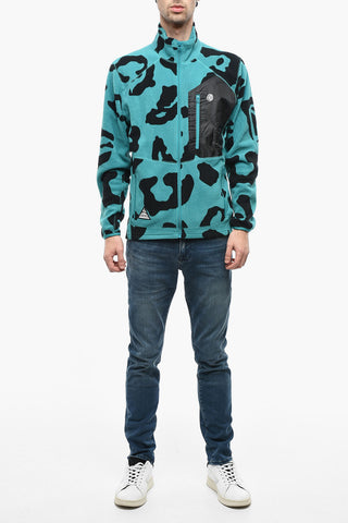 Mock Neck LEOPARD Pile Sweatshirt with Frontal Zip