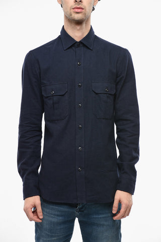 Cotton Blend Shirt with Double Breast Pocket