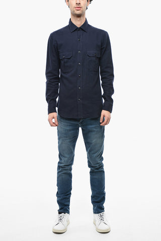 Cotton Blend Shirt with Double Breast Pocket
