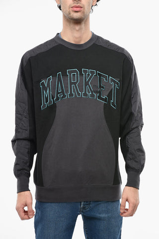 MARKET Crew-neck Cotton Sweatshirt with Nylon Inserts
