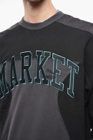 MARKET Crew-neck Cotton Sweatshirt with Nylon Inserts