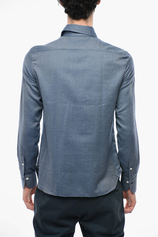 Standard Collar Twill Cotton Blend Shirt
