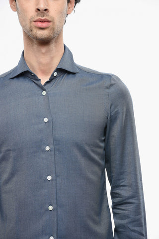Standard Collar Twill Cotton Blend Shirt